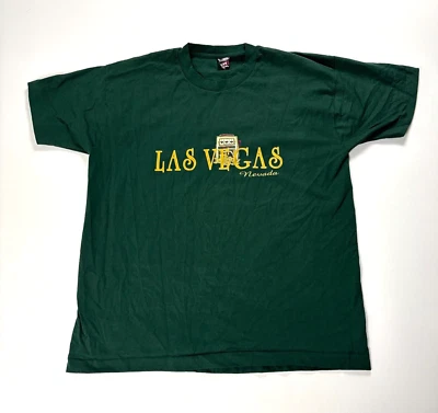 Vintage Las Vegas Fruit Of The Loom T Shirt Green Sz XL Casino Slot Nevada - Image 1 of 4