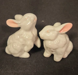 Paire lapins blancs lapins aux yeux et oreilles roses vintage 3" - Photo 1/4