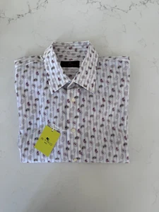 New ETRO Milano white paisley ornament cotton shirt, sIze XXL Made in Italy. - Picture 1 of 4