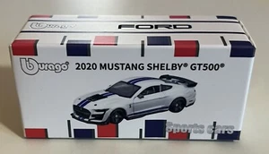 BURAGO 2020 FORD MUSTANG SHELBY GT500 WHITE 1:64 SCALE DIE-CAST New In Box - Picture 1 of 6