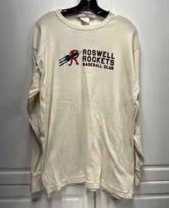 EBBETS FIELD FLANNELS EFF LS Off White Shirt ROSWELL ROCKETS Baseball Club - XL - Picture 1 of 7
