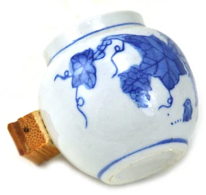 Vintage Porcelain Handmade Hand painted Birdfeeder Bird feeder Grape Blue White - Picture 1 of 4
