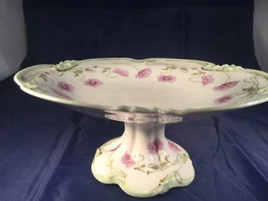 BERNARDAUD LIMOGES PRETTY FLORAL VINTAGE FOOTED CAKE STAND / TAZA POPPIES - Picture 1 of 5