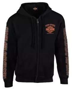 Harley-Davidson Men's Eagle Piston Long Sleeve Full-Zip Hoodie, Black 30299950 - Picture 1 of 2