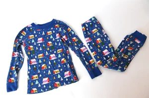 Hanna Andersson Long Sleeve Holiday Pajamas Sz 6-7- EU 120 Blue Winter Christmas - Picture 1 of 13