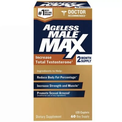 Ageless Male Max Total Testosterone and Nitric Oxide Booster - 120 Caplets - Image 1 of 4