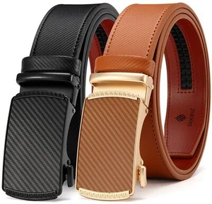 Belt Men 2 Pack Ratchet Belt Dress Adjustable 1 3/8" Genuine Leather Belt Des... - Picture 1 of 6