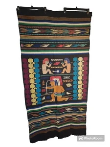 Southwest Aztec Mayan Wall Weave Rug Handwoven In Guatemala Native Warrior Man - Picture 1 of 5