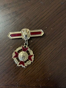 Vintage Agnew BRITISH Enamel Maltese Cross PIN Brooch In this Sign Conquer - Picture 1 of 3