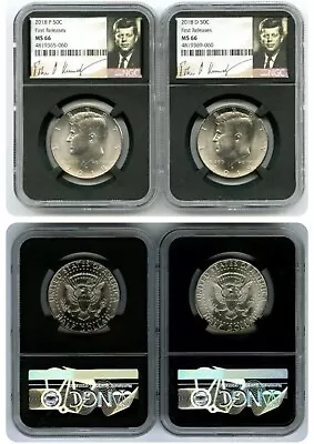 2018 P & D KENNEDY NGC MS66 HALF DOLLAR MATCHING 2 COIN SET FIRST RELEASES !! - Image 1 of 3