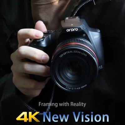 4K Digital Hd Video Camera Recorder 12X Optical Zoom Camcorder Handycam Black DV - Image 1 of 4