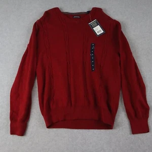 Consensus Sweater Mens Medium Pullover Cable Knit V-Neck Red Long Sleeve NWT - Picture 1 of 6