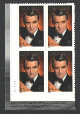 Unused US Postage Block of 37 Cent Stamps CARY GRANT - Image 1 of 2