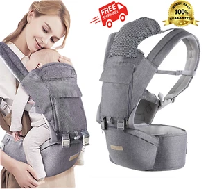 Baby Carrier 'M' seat 3-36 months 7-41 lbs Wrap Hip Lumbar Support Grey - Picture 1 of 8