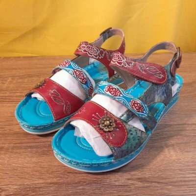 Spring Step L'Artiste Aqua Strap Ankle Sandals Sumacah Slide Shoe NIB SIZES SH12 - Image 1 of 4
