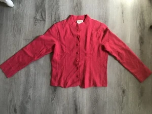 Talbots Womens Medium Wool Cardigan Pink Sweater Crocheted buttons - Picture 1 of 6