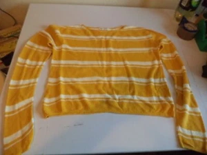 new H&M Long Sleeved Jumper Cropped Girl's 12-14y Yellow Stripes age 12 13 14 - Picture 1 of 5