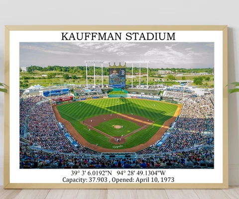 Kauffman Stadium Poster Unframed, Kansas City Royals Stadium Wall Art Cover