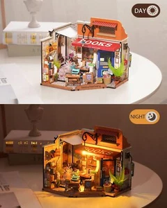 Rolife Corner Bookstore DIY Wooden Miniature LED House Craft Kit Gift For Adults - Picture 1 of 8