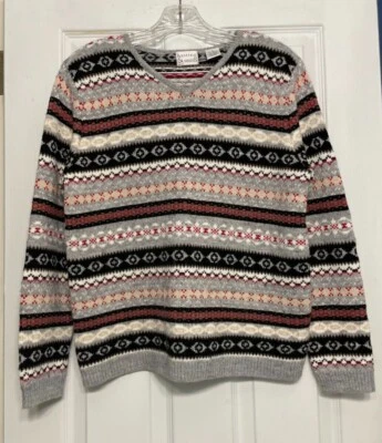Hasting & Smith Red Black Gray Holiday Sweater Wool Blend Womens Small - Image 1 of 4