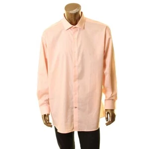 TOMMY HILFIGER Men's Coral Thflex Supima Regular-fit Formal Dress Shirt 18 TEDO - Picture 1 of 2