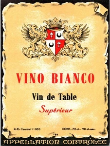 Vintage Original  Wine Label Vino Bianco Vine de Table Superieur 3 1/2" X 4 3/4" - Picture 1 of 1