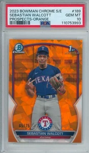 2023 Bowman Chrome Sapphire Sebastian Walcott ARANCIONE RIFRATTORE PSA 10 FANTASTICO! - Foto 1 di 2