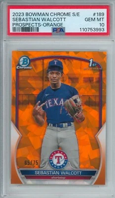 2023 Bowman Chrome Sapphire Sebastian Walcott ORANGE REFRACTOR PSA 10 HOT! - Image 1 of 2