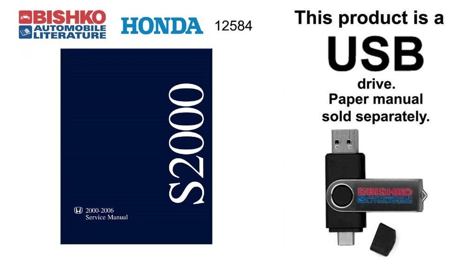 Honda S2000 2000 2002 2004 2006 manual de reparación de taller USB Foto 1 de 3