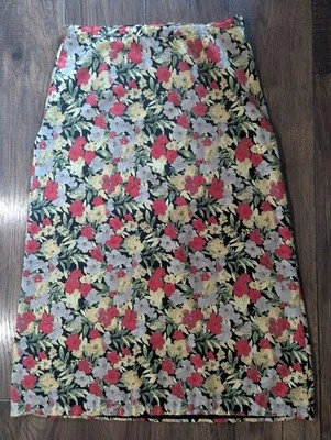 Falda midi floral colorida para mujer Christopher & Banks talla 12 vintage verano Foto 1 de 4