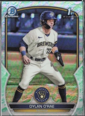 2023 Bowman #BCP-143 Dylan O'Rae Chrome Prospects Lunar Glow Refractor Brewers - Image 1 of 2