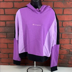 Champion Women's XL Color Block Pullover Hoodie – Purple & Black - Picture 1 of 8