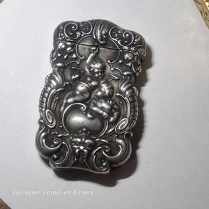 RARO HECHO EN Estados Unidos kerr plata esterlina 2 querubines y cara grotesca caja fuerte - Imagen 1 de 17