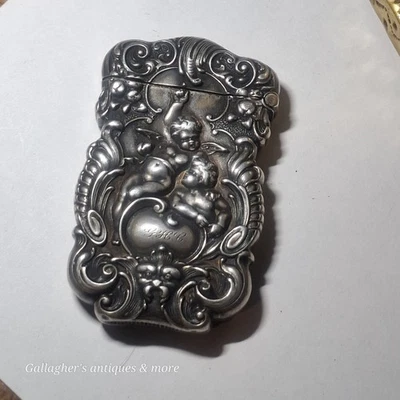 RARO HECHO EN Estados Unidos kerr plata esterlina 2 querubines y cara grotesca caja fuerte Foto 1 de 4