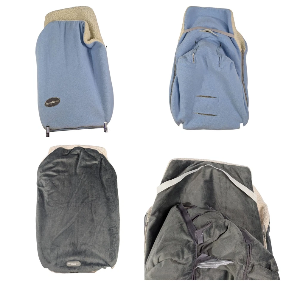 2 Baby Infant Car Seat Stroller Sherpa Cover JJ Cole Bundle Winter Blue Gray 2 - Image 1 of 4