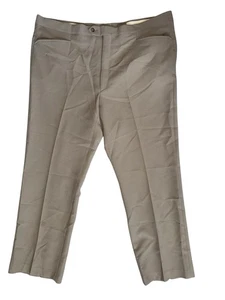 Vintage Sansabelt Dress Pants Men's 44X30 Khaki 100%  Flat Front Pockets - Picture 1 of 5