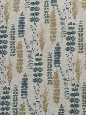 Home Décor Cotton-Linen Fabric – Botanical Leaves in Teal, Green & Gold - Image 1 of 4