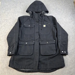 Carhartt Jacket Womens Large Black 105512 BLK Chore Barn Coat Workwear Loose Fit - Picture 1 of 19