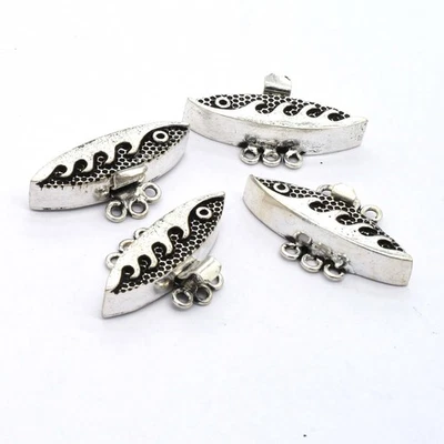 2 Pcs Multi Strand Box Clasp 3 Strand Antique Silver Plated - Image 1 of 4