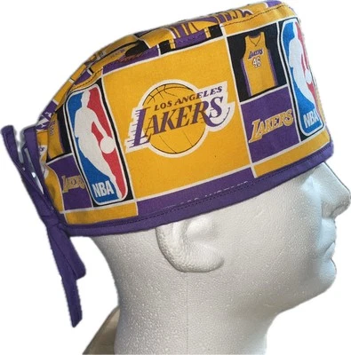 NBL LA Lakers Squares Scrub Hat Chemo Cap - Image 1 of 4