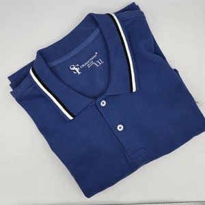 Straightfaded waffle knit blue polo golf shirt XXL 2XL NWT - Picture 1 of 8