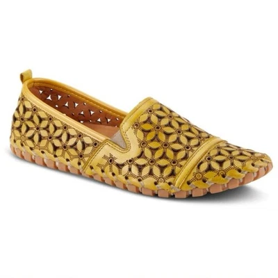Spring Step Flowerflow Loafer Women’s 38(7.5-8)Yellow Leather Flats Slip-On Shoe - Image 1 of 4