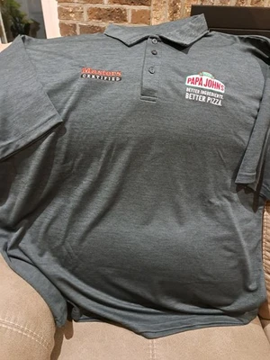 Papa Johns Master certified Heather Black Polo Shirt Size 3 XL - Image 1 of 2