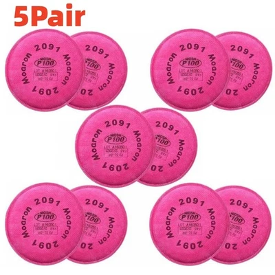 5 Pares 2091 Filtros Reemplazo para 6000 6200 6300 6800 7502 Medio Facrespirador Foto 1 de 4