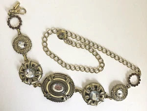 Vintage Chico's Gold & Jeweled Gürtel mit 7 filigranen Schmuckmedaillons - verstellbar - Bild 1 von 15