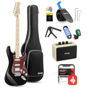 "Kit de guitarra eléctrica Donner DST-152B 39"" negra y roja con accesorios" - Imagen 1 de 7