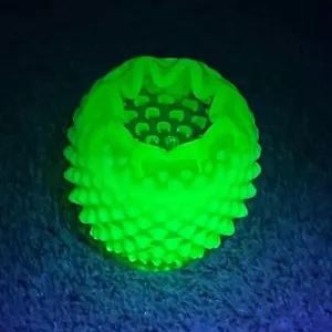 FENTON Vetro Topazio Giallo Opalescente Ciotola Rosa Uranio Luce Blu Bagliore - Foto 1 di 7