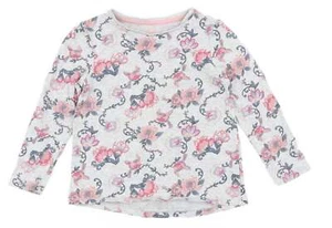 F&F Girls Grey Floral 100% Cotton Basic T-Shirt Size 6-7 Years Round Neck - Rose - Picture 1 of 12