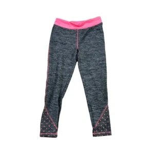 Girls Performance Leggings Gray Pink Accents Activewear Gym Pants - Picture 1 of 3