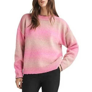 Rag & Bone Holly Oversized Crew Neck Sweater Women's Pink Multi Long Sleeve S - Picture 1 of 13